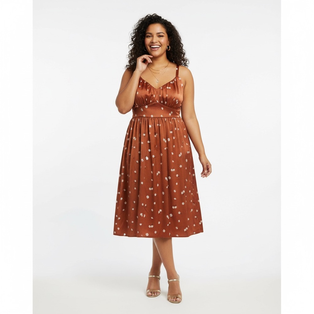 Torrid Brown Floral Midi Dress